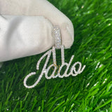 Custom 14K White Gold JADO Letter VVS-VS Natural Diamond Charm Pendant