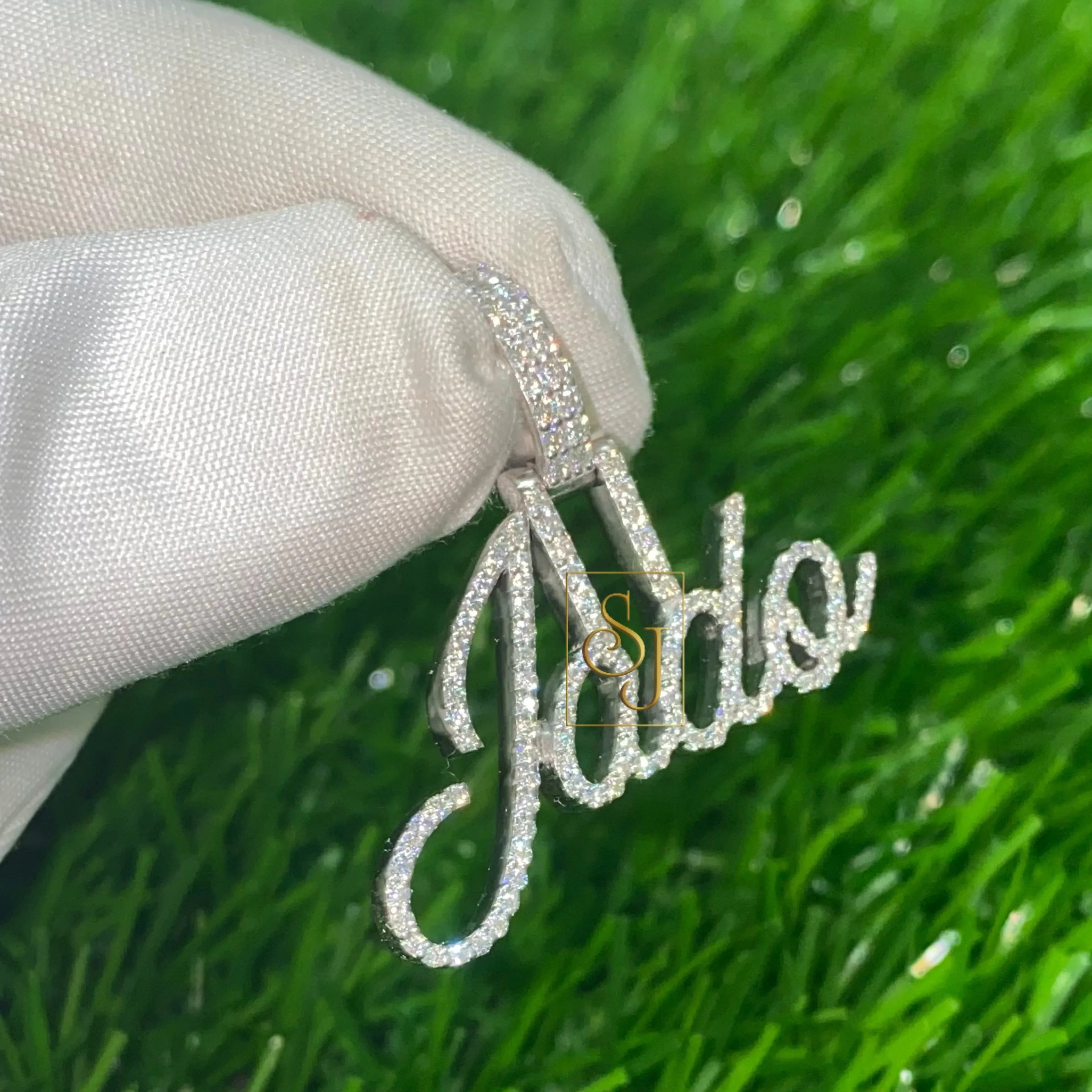 14K White Gold JADO Letter Natural Diamond Pendant - 0.77 CTW