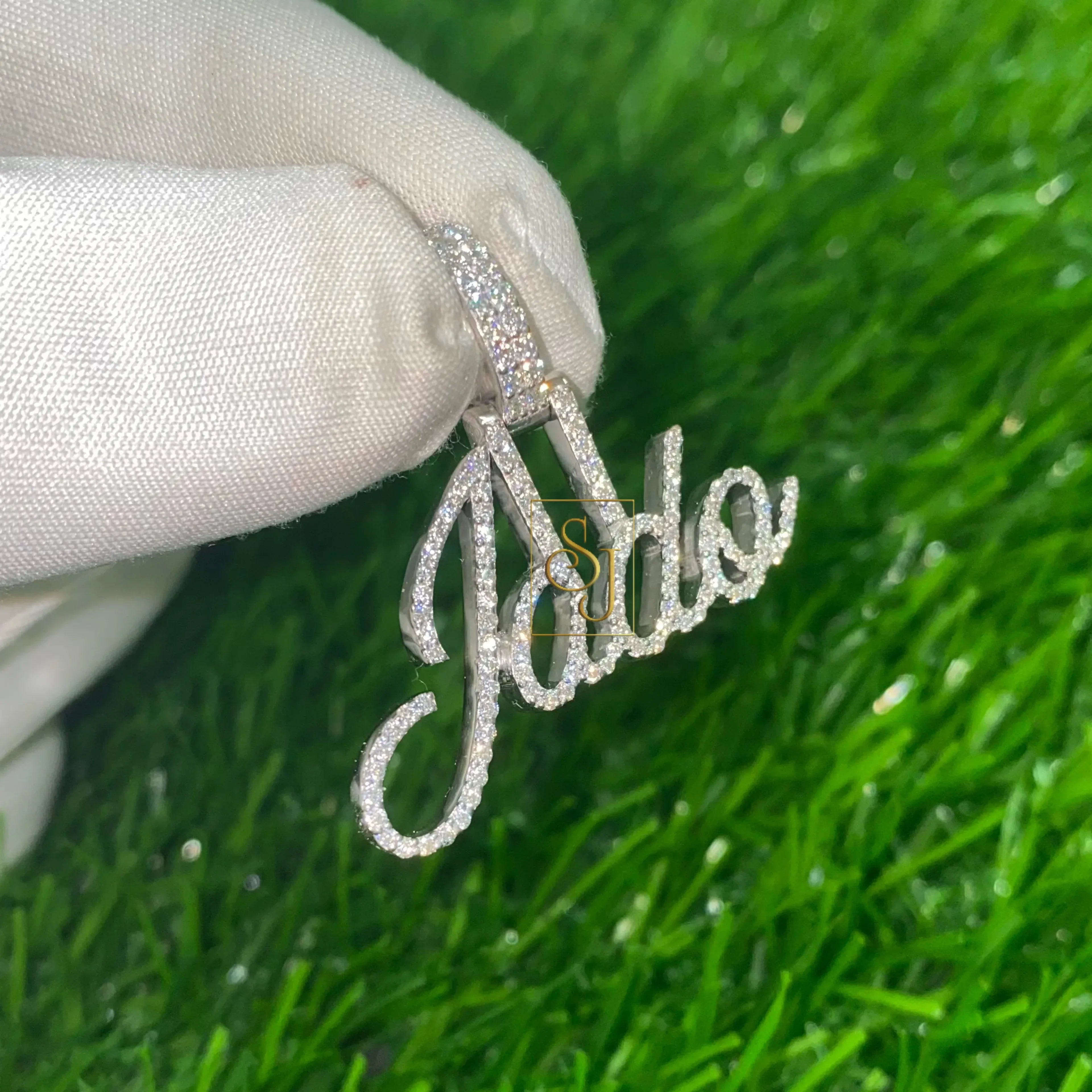 14K White Gold JADO Letter Natural Diamond Pendant - 0.77 CTW