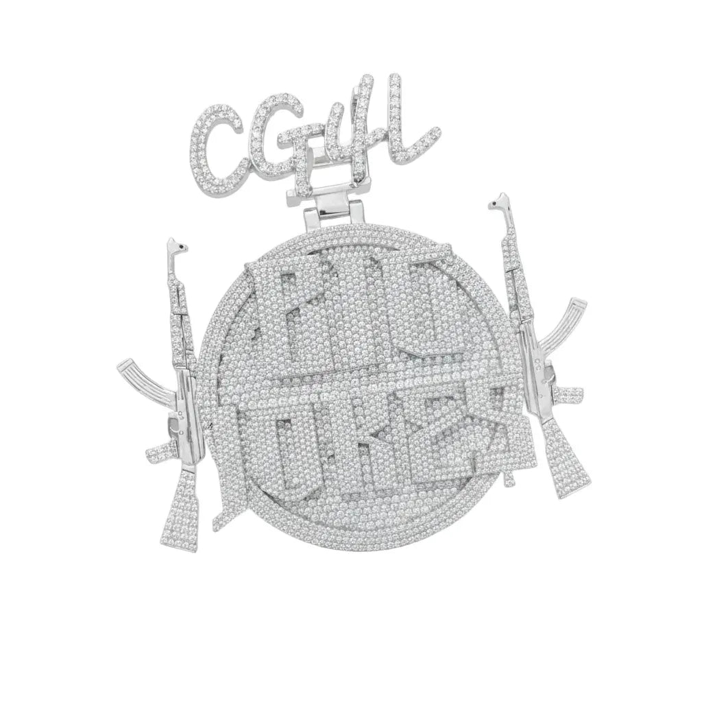 Custom round iced out 14K solid gold letter pendant -  15.61 CTW