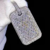 Custom Diamond Dog Tag Pendant Fully Fancy Charm -17.25 CTW