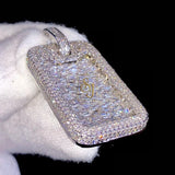 Men's fully Iced out Fancy VVS Dog Tag Moissanite Diamond Tester Pass Pendant