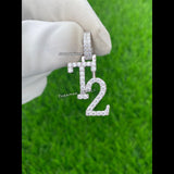 Men's  Custom Letter "T2" Icy Moissanite Charm Pendant