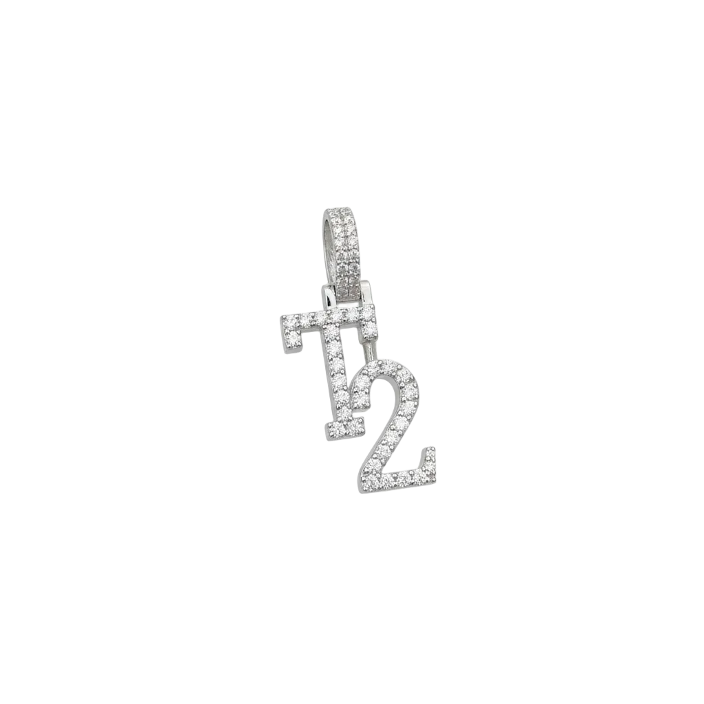 Custom T2 Letter Diamond iced out Pendant 14K Solid Gold - 1.33 CTW