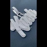 Custom Gold Letter Pendant 2-Layer Design - 14.11 CTW
