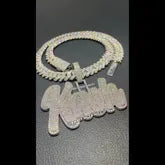 Custom Gold Letter Pendant 2-Layer Design - 14.11 CTW