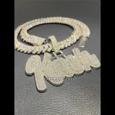 Custom Gold Letter Pendant 2-Layer Design - 14.11 CTW