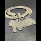 Custom Gold Letter Pendant 2-Layer Design - 14.11 CTW