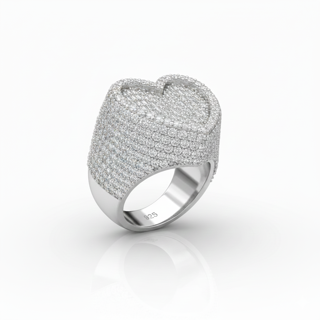 Heart Diamond Ring 14k Solid Gold