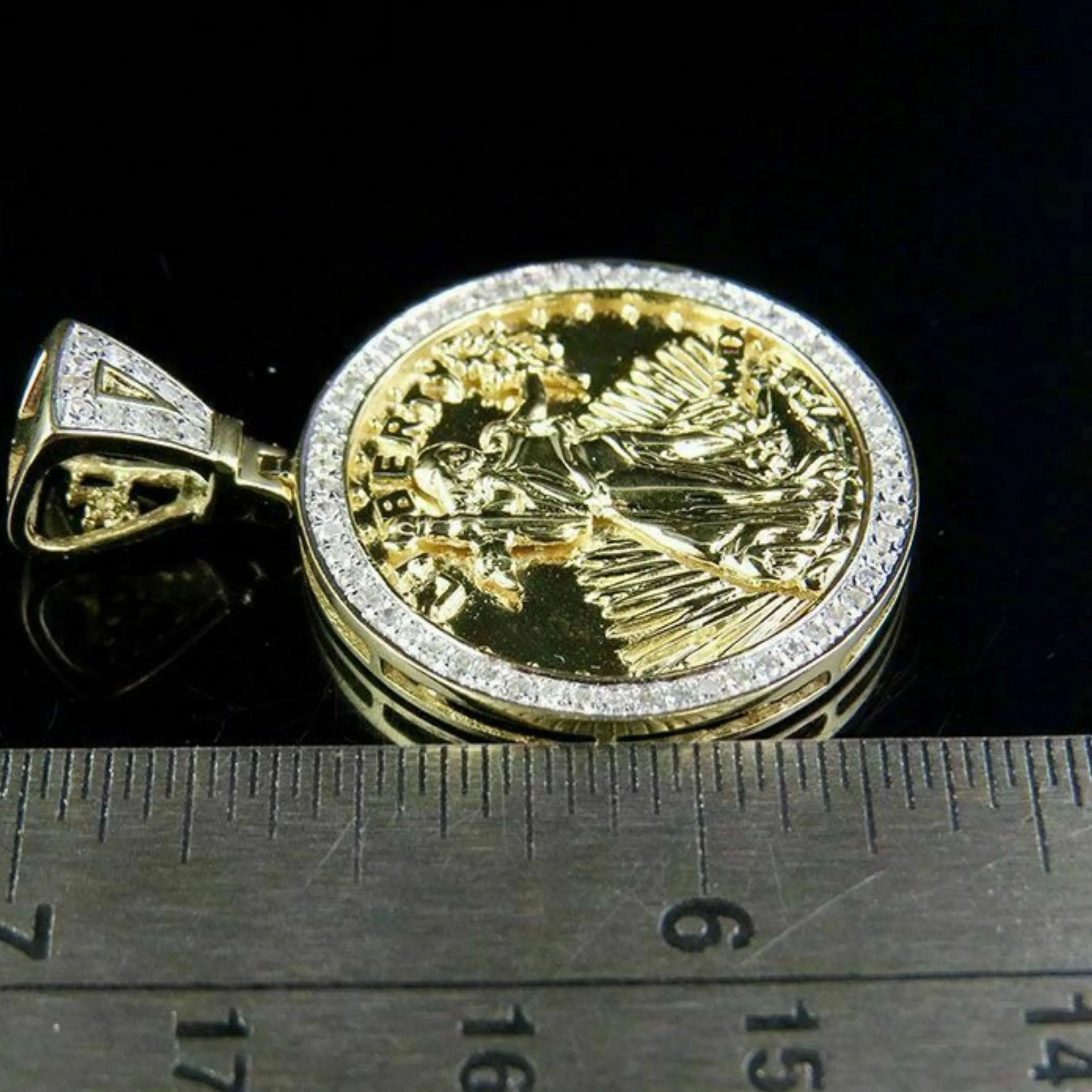 Liberty Round Diamond Pendant 14K Solid Gold - 0.75 CTW