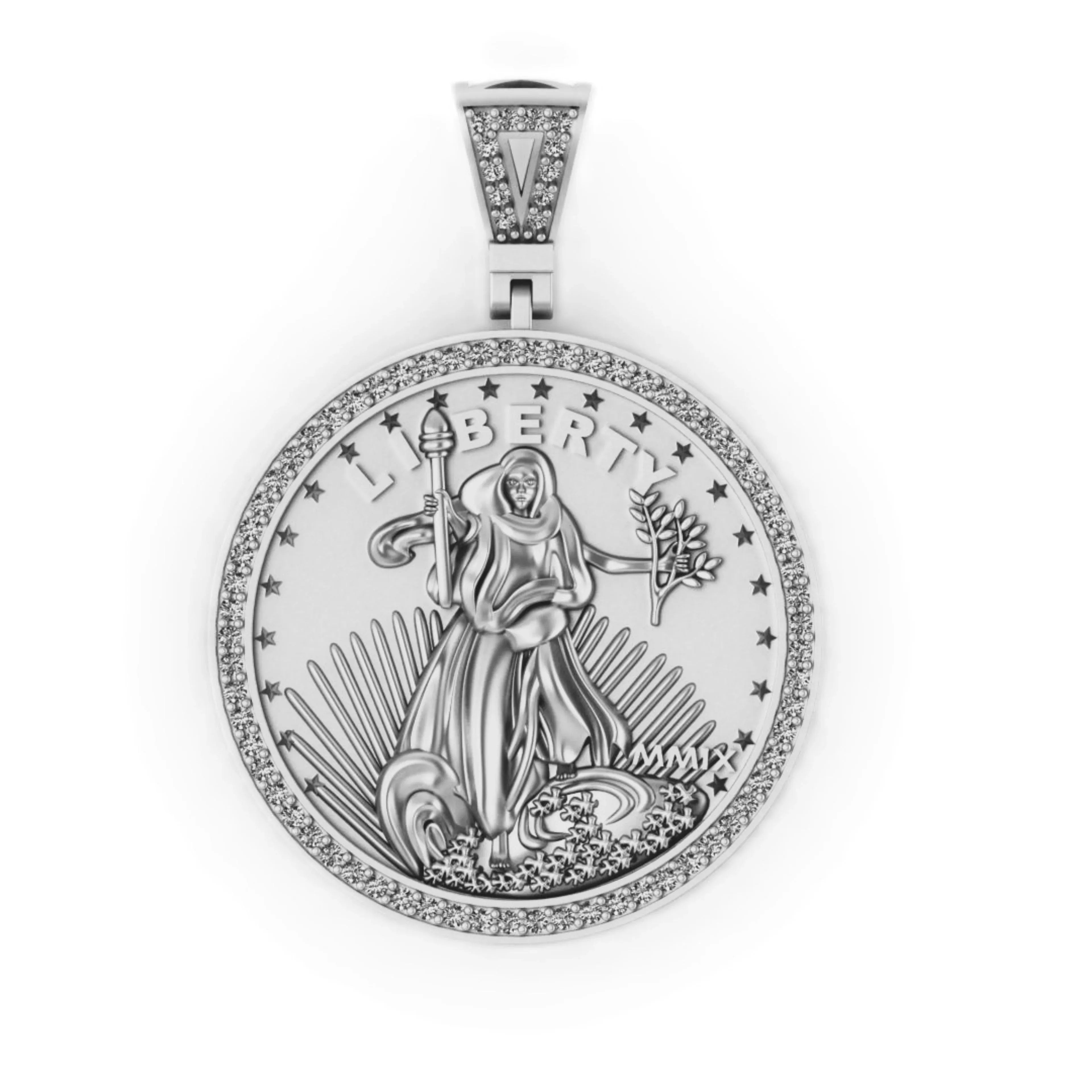 Liberty Round Diamond Pendant 14K Solid Gold - 0.75 CTW