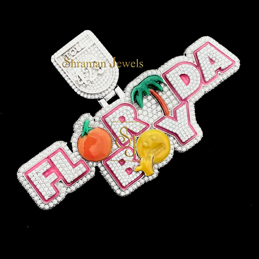 Florida Pendant VVS Diamonds 14K solid Gold - 9.40 CTW