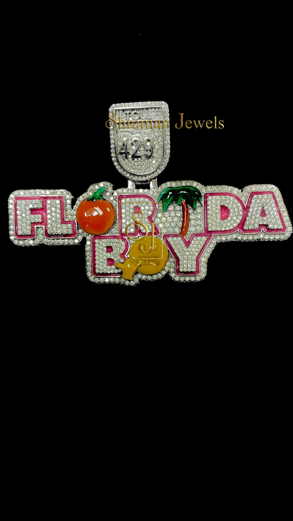 Florida Pendant VVS Diamonds 14K solid Gold - 9.40 CTW