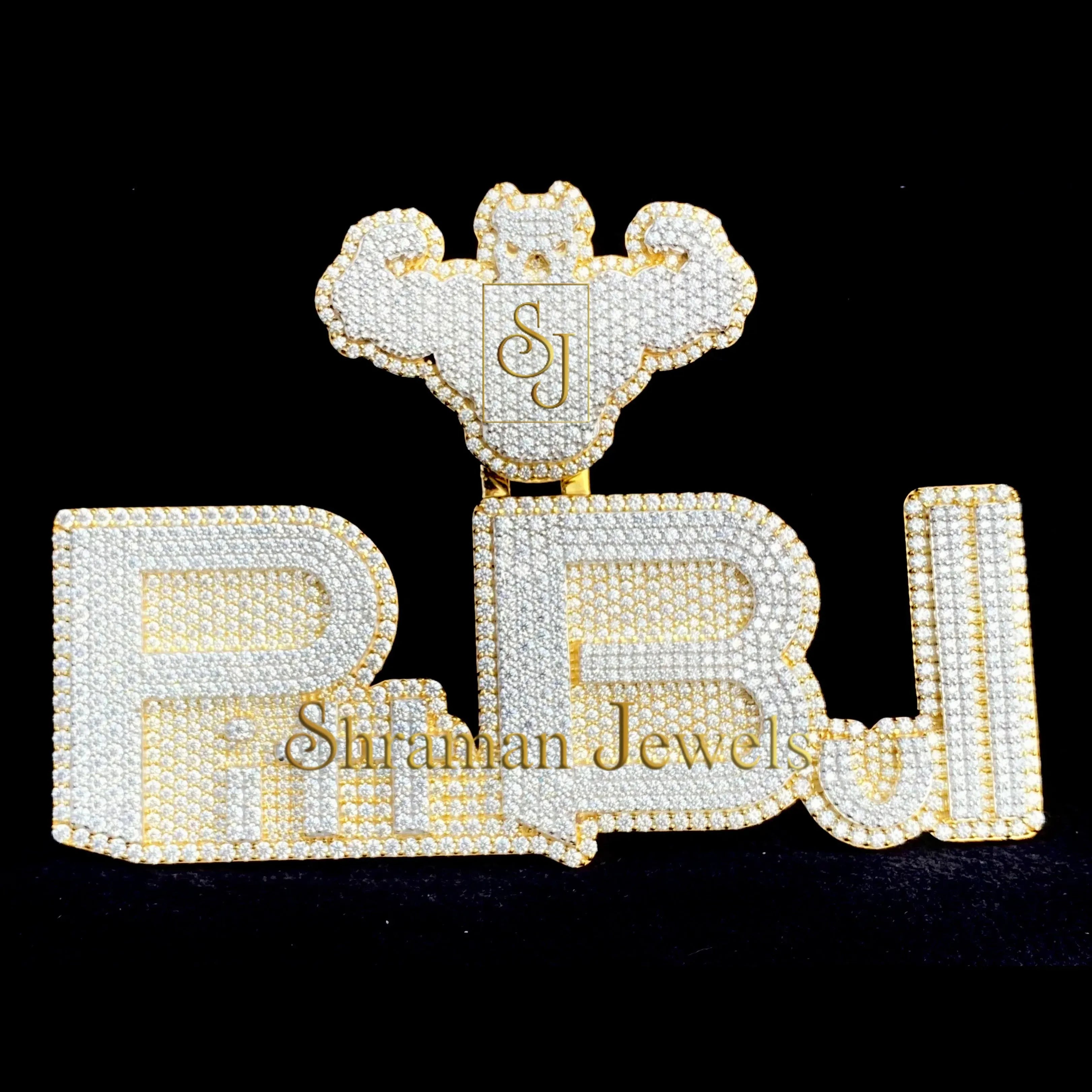 Diamond Pit Bull Pendant 14K solid Gold - 23.70 CTW
