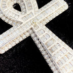 Gold Diamond Cross Pendant Egyptian Spiritual Charm - 5.41 CTW