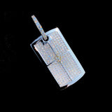 Iced out Personalized 925 Sterling Silver Men's Dog Tag Necklace Diamond Pendant