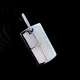 Iced out Personalized 925 Sterling Silver Men's Dog Tag Necklace Diamond Pendant