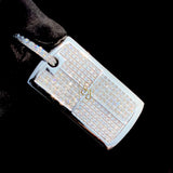 Iced out Personalized 925 Sterling Silver Men's Dog Tag Necklace Diamond Pendant
