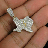 Custom Iced Out TEXAS Map VVS Charm Pendant