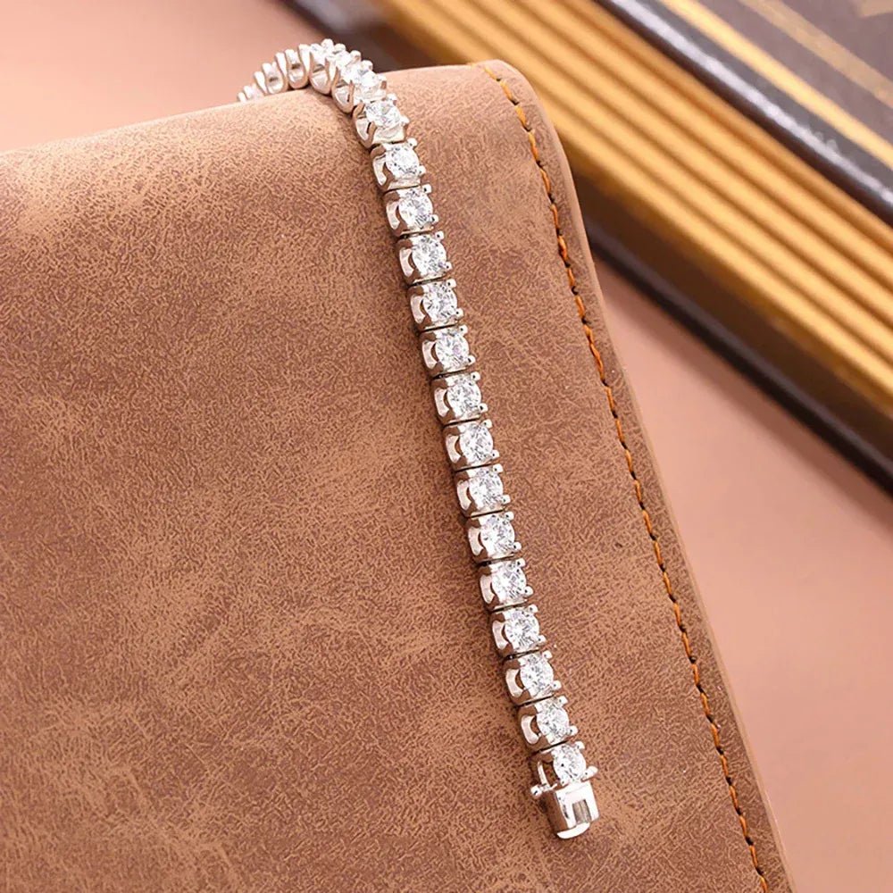 3MM Natural Diamond VVS Unisex Tennis Bracelet Luxury Gold Jewelry