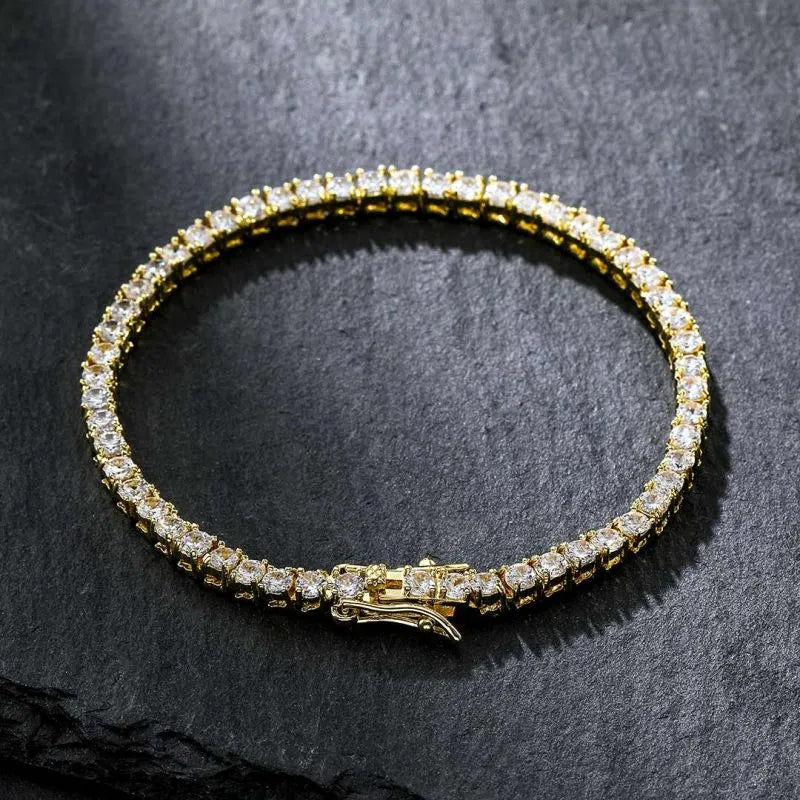 3MM Natural Diamond VVS Unisex Tennis Bracelet Luxury Gold Jewelry