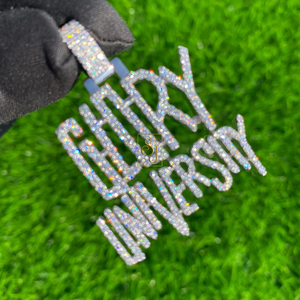 Custom Gold Necklace Pendant GLORY Name Charm - 2.8 CTW