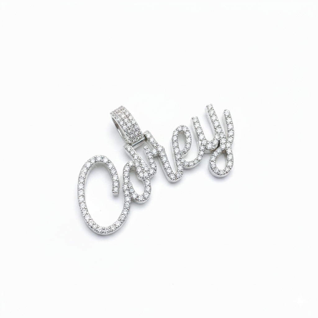 Custom COREY Letter Diamond iced out Pendant 14K Solid Gold - 2.7 CTW