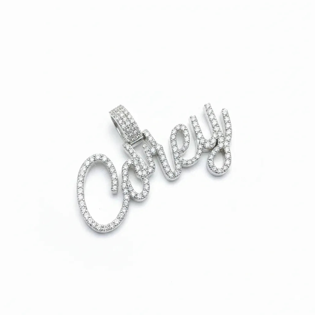 Custom COREY Letter Diamond iced out Pendant 14K Solid Gold - 2.7 CTW