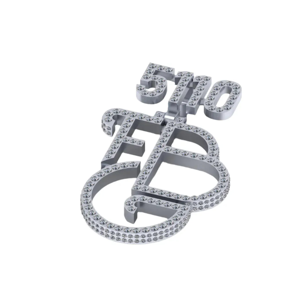 Men's FB Letter Moissanite Custom pendant 14k solid Gold - 3.98 CTW