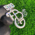 Men's FB Letter Moissanite Custom pendant 14k solid Gold - 3.98 CTW