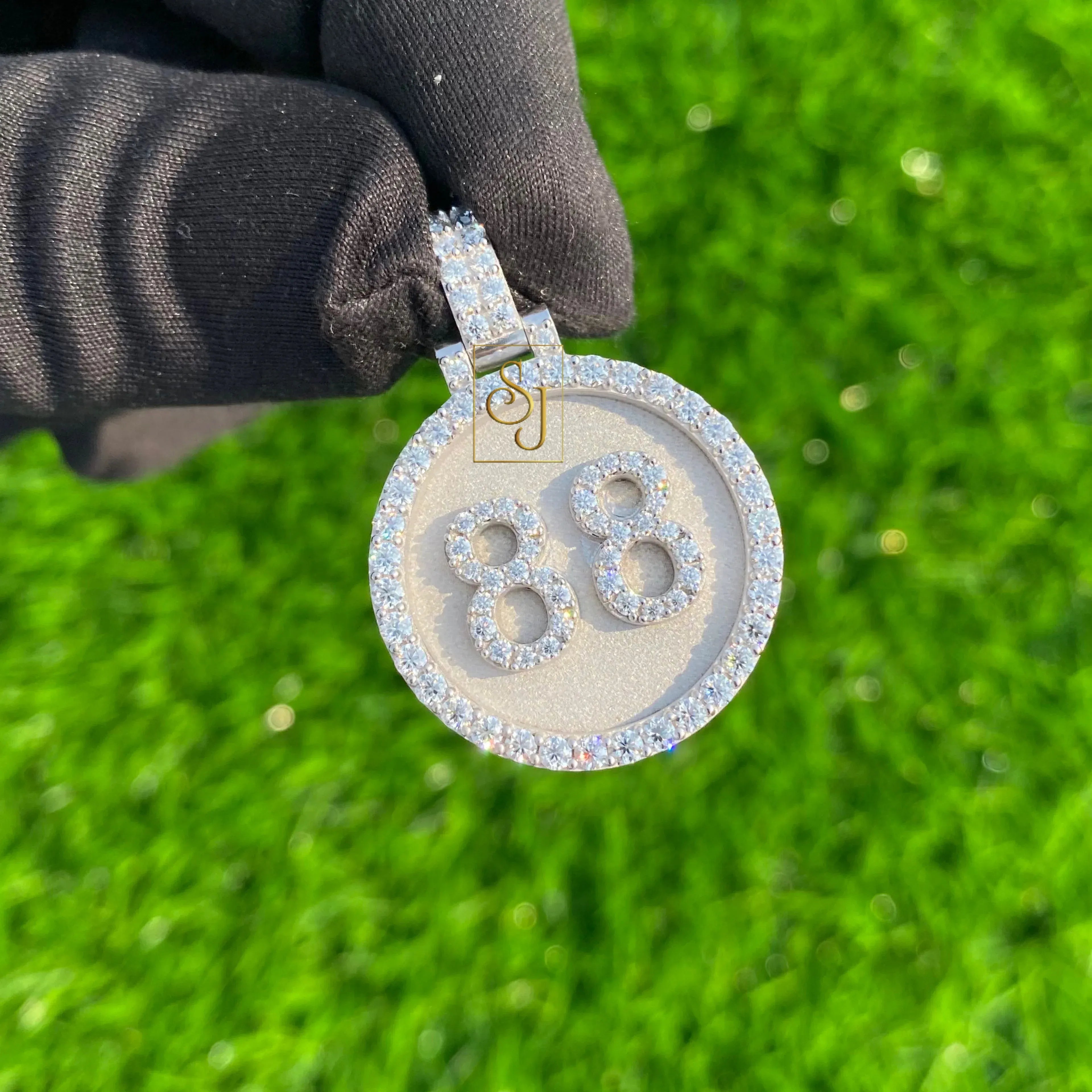 Custom Lucky Initial Number Diamond Pendant - 1.64 CTW