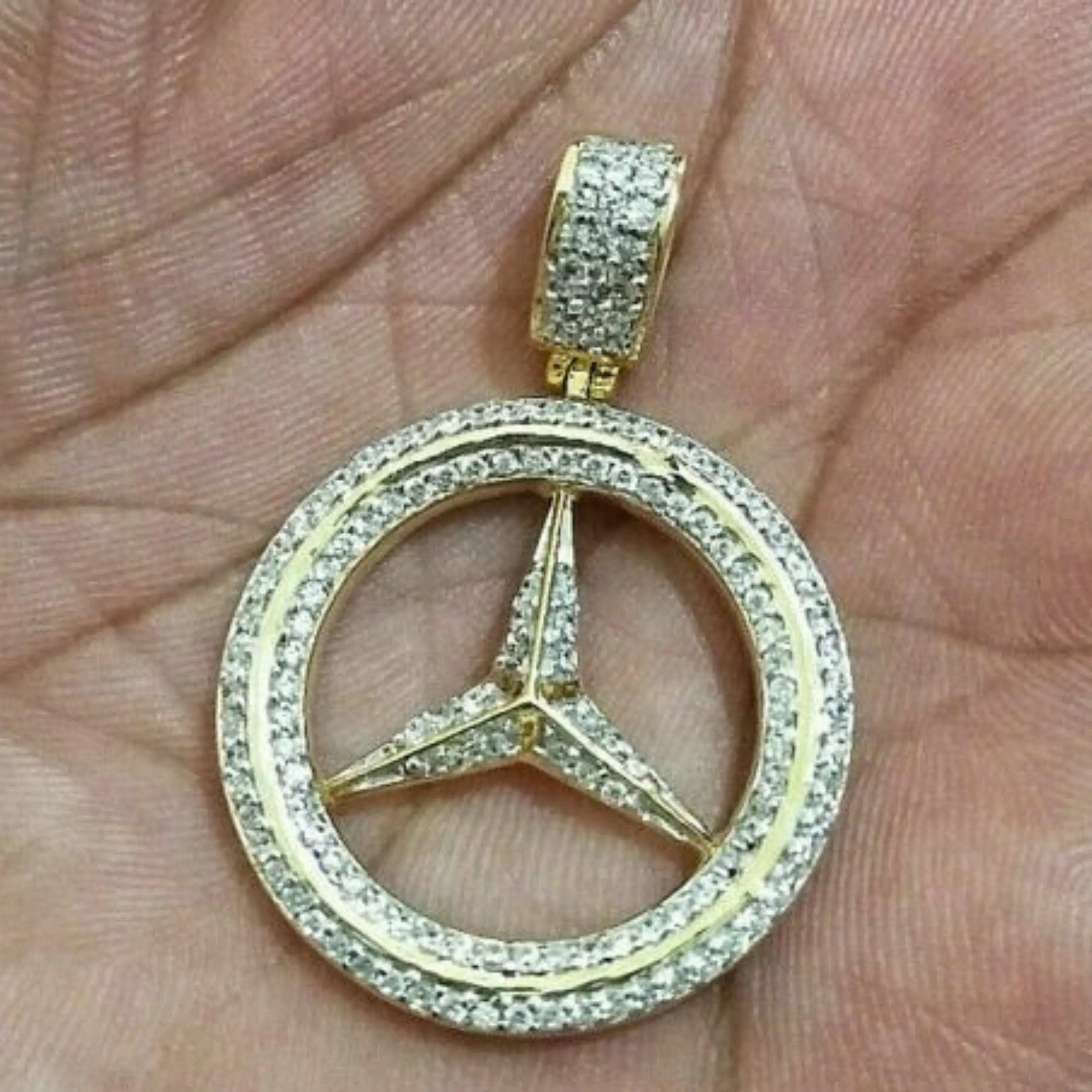 Trendy Logo 14K solid gold Diamond Pendant - 1.00 CTW