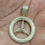 Ice out 14K Gold Trendy Logo Diamond Pendant