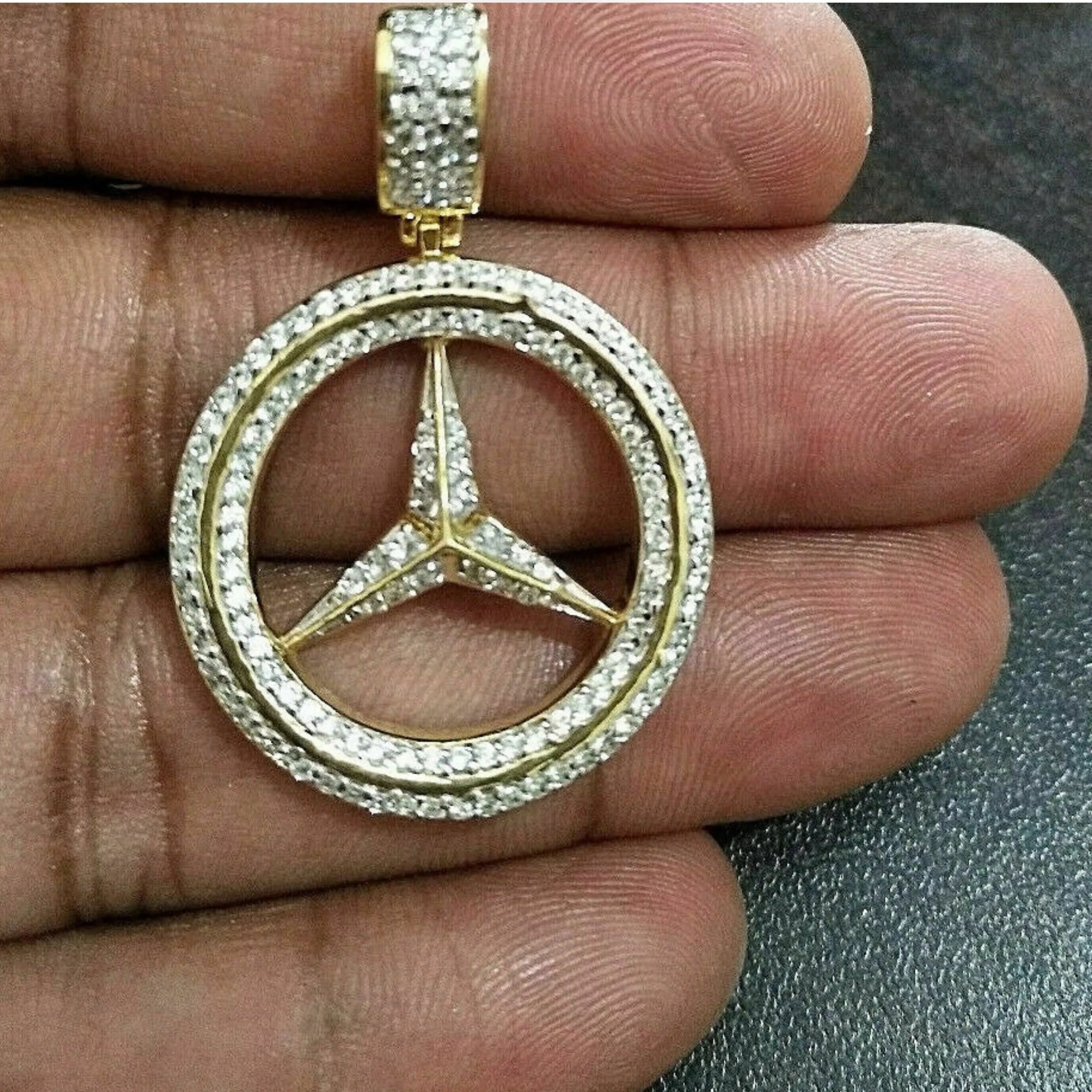 Trendy Logo 14K solid gold Diamond Pendant - 1.00 CTW
