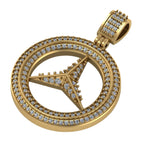 Trendy Logo 14K solid gold Diamond Pendant - 1.00 CTW