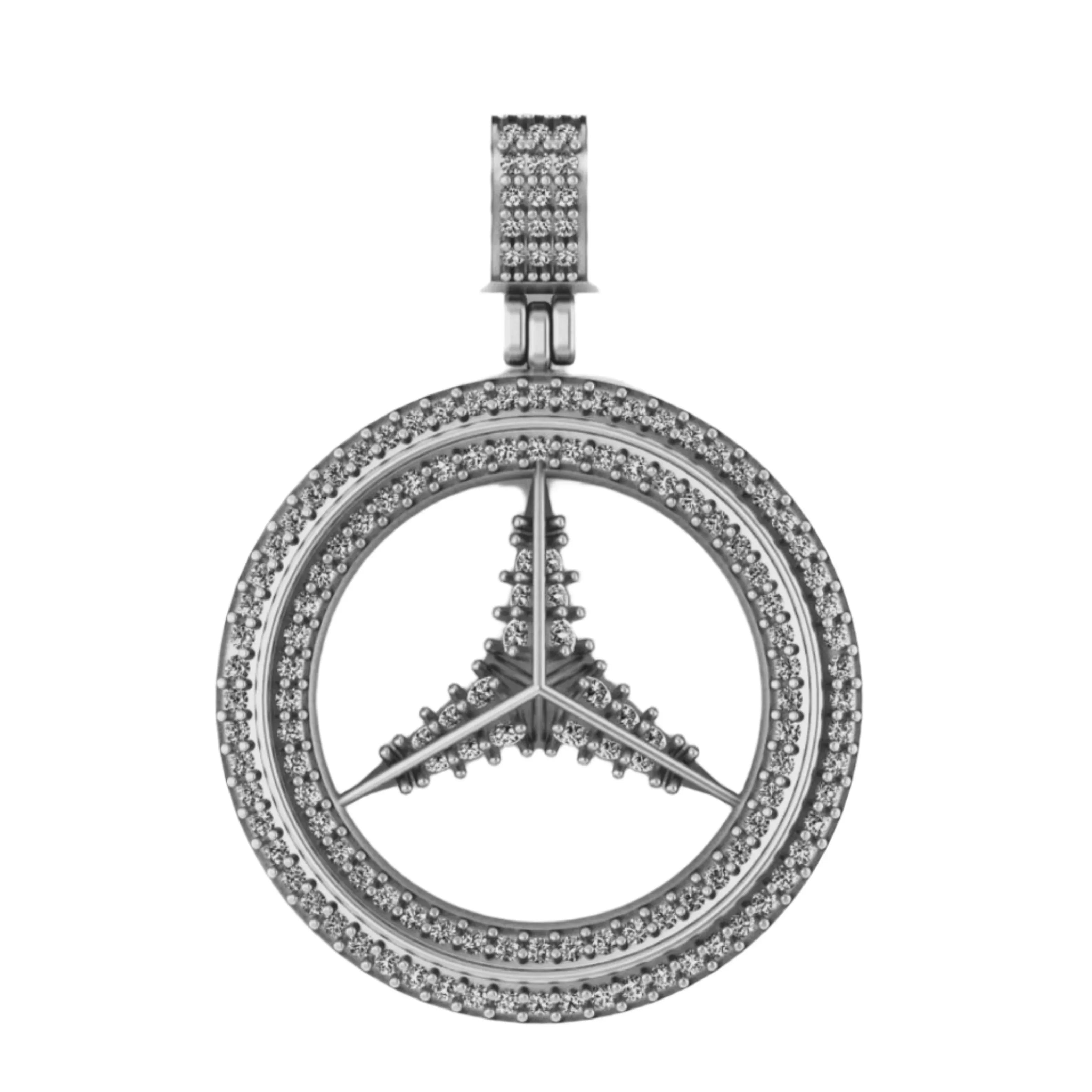 Trendy Logo 14K solid gold Diamond Pendant - 1.00 CTW