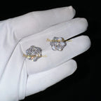 14K Gold Round Cluster Diamond Earrings - 0.90 CTW