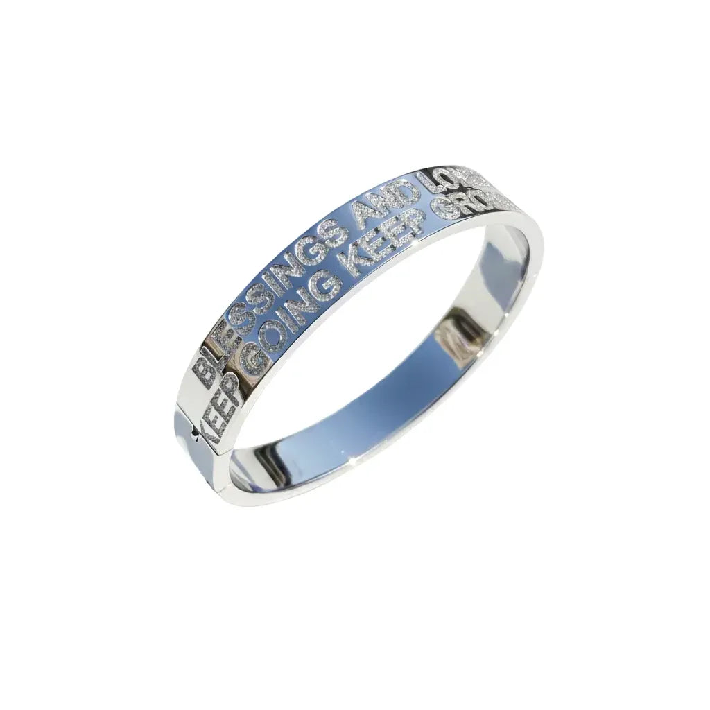 Men's Custom Diamond Letter Engraved Silver Bracelet
