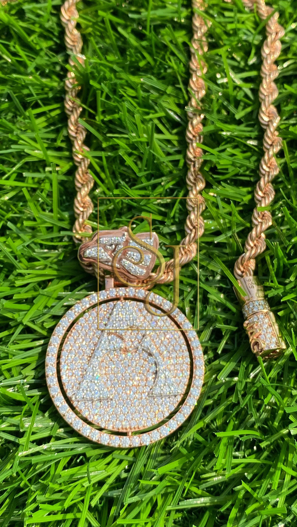 Custom Letter Diamond Pendant 14K Solid Gold - 5.24 CTW