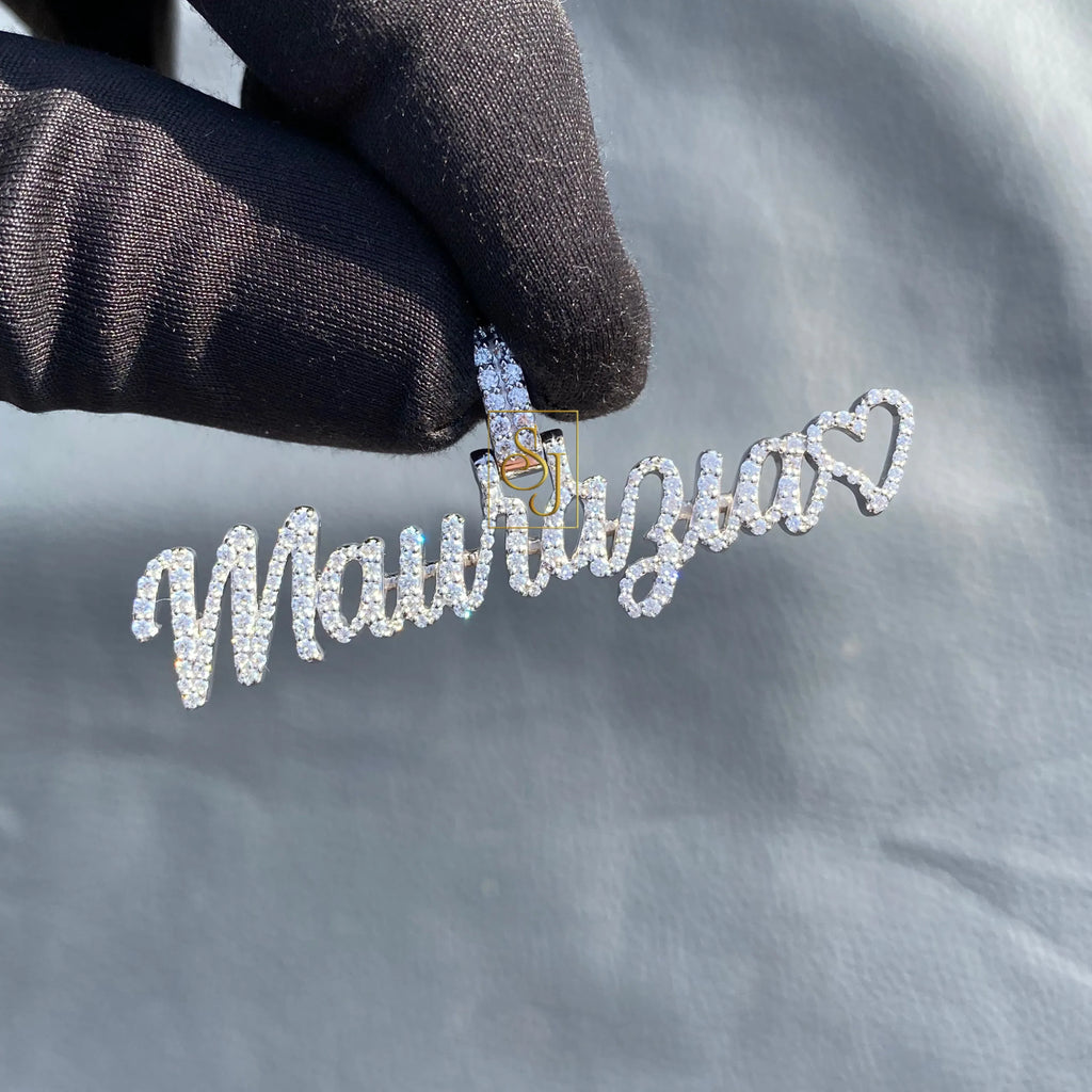 Custom Diamond Name Pendant Iced out Cursive Charm - 0.79 CTW