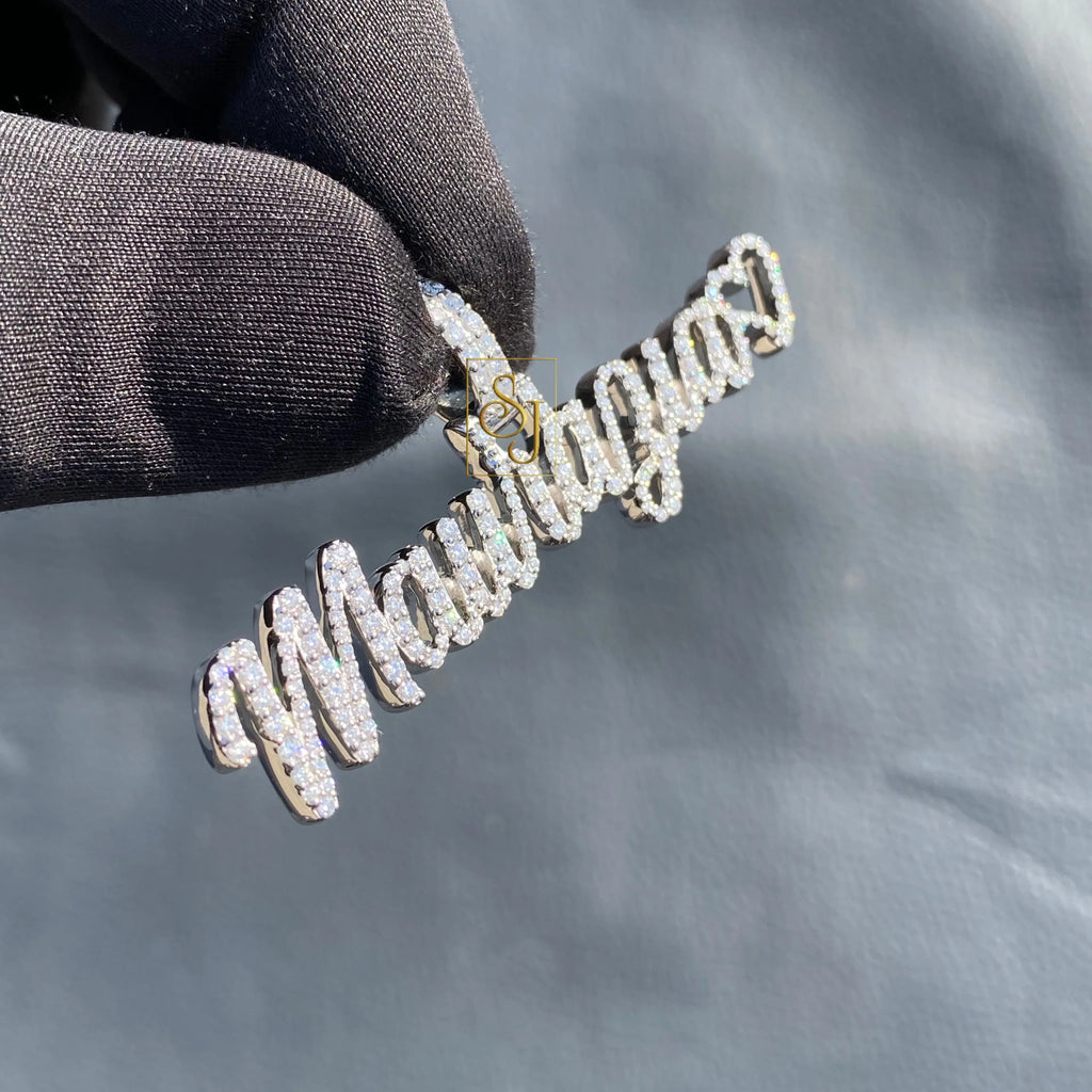 Custom Diamond Name Pendant Iced out Cursive Charm - 0.79 CTW