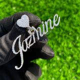 Personalized Iced Out "JAZMINE" Name Moissanite Diamond Cursive Letter Pendant for Women Necklace Pendant Gift for Her