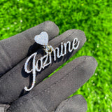 Personalized Iced Out "JAZMINE" Name Moissanite Diamond Cursive Letter Pendant for Women Necklace Pendant Gift for Her