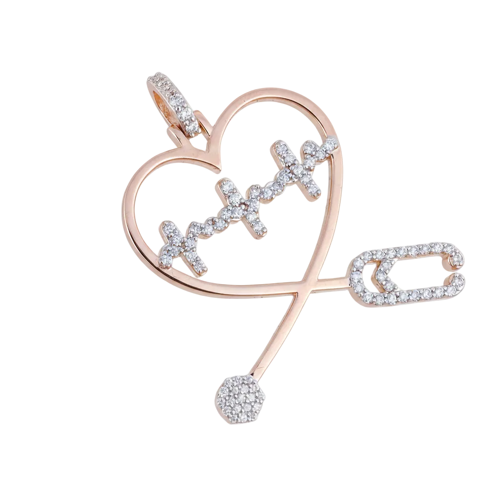 Heart Stethoscope Delicate Pendant - 0.47 CTW