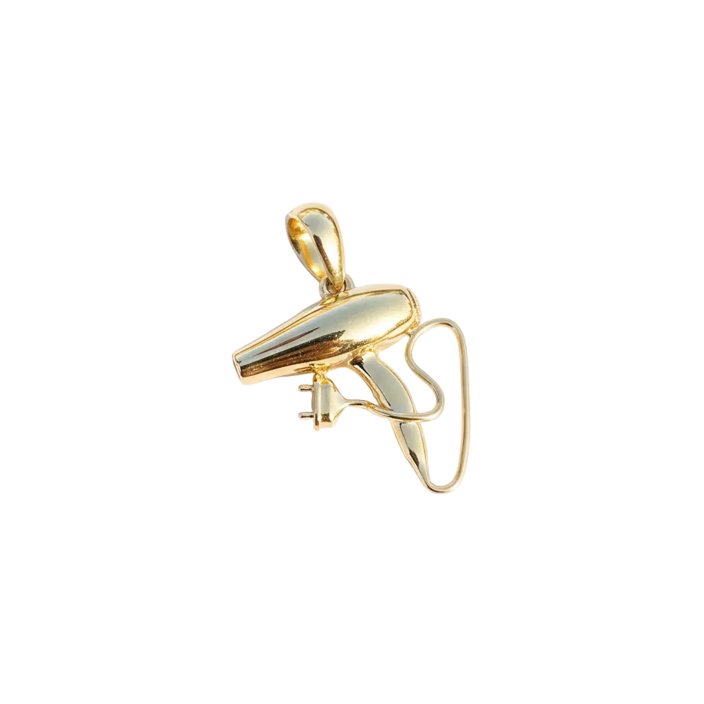 Fancy 14K Gold Premium Hair Dryer Pendant for Women