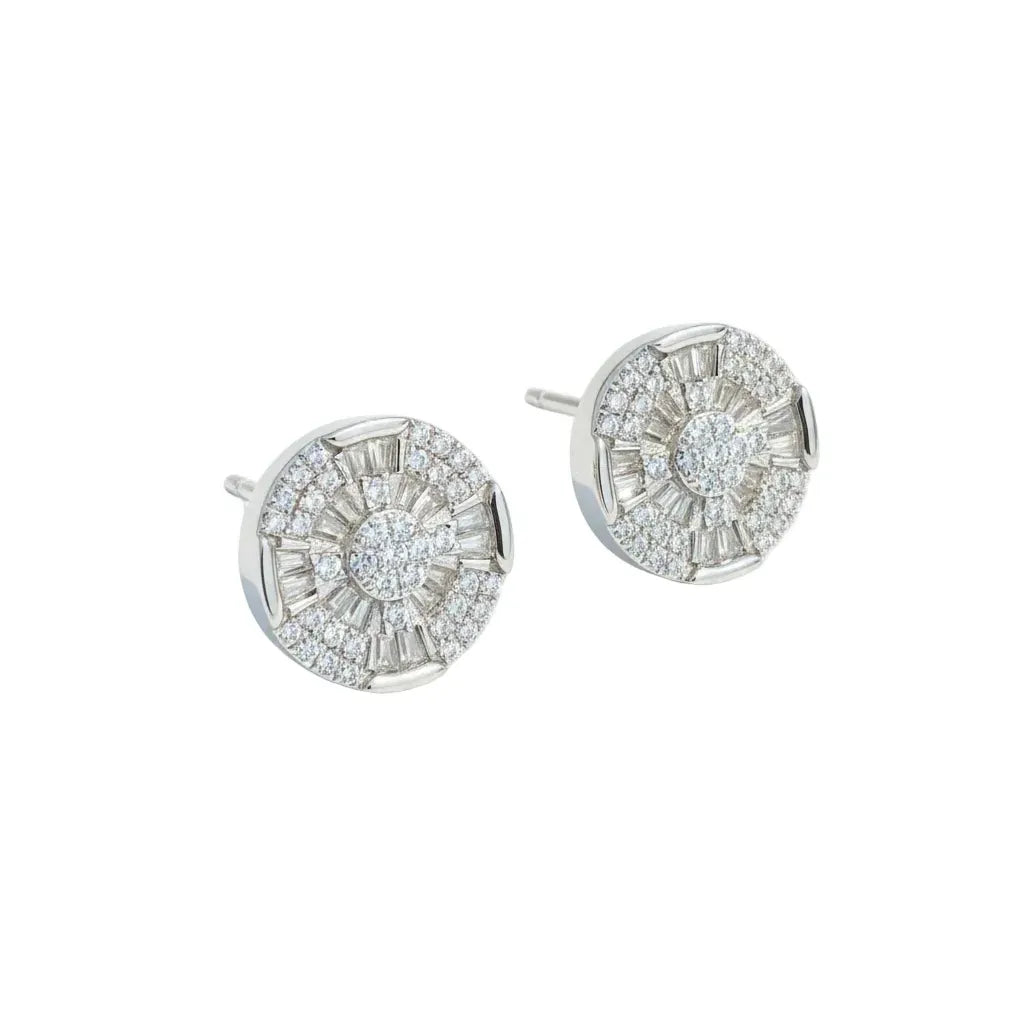 Diamond Cluster Iced Out Earrings 14K solid Gold – 1.18 CTW