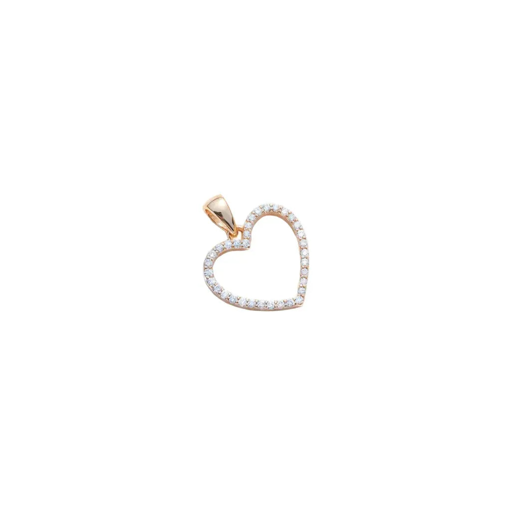 Heart Diamond Pendant 14k Solid Gold - 0.15 CTW