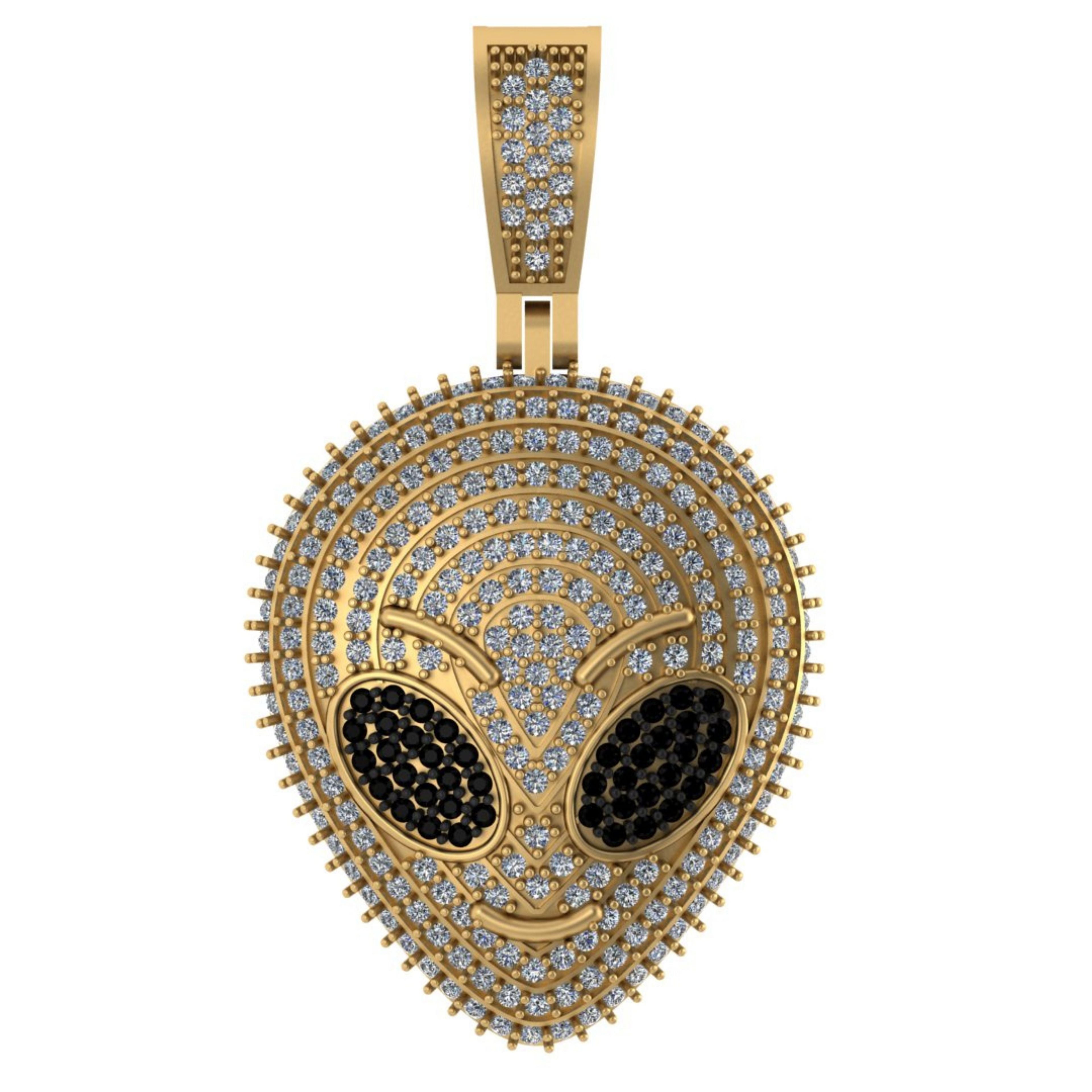 Custom Icy Alien Head Diamond Pendant