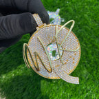 Premium Custom WR letter vvs Round icy Pendant - 13.93 CTW