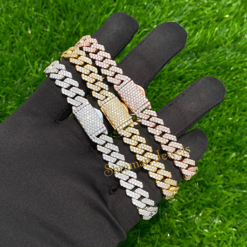 10MM Men's Natural VVS Diamond Cuban Link Bracelet